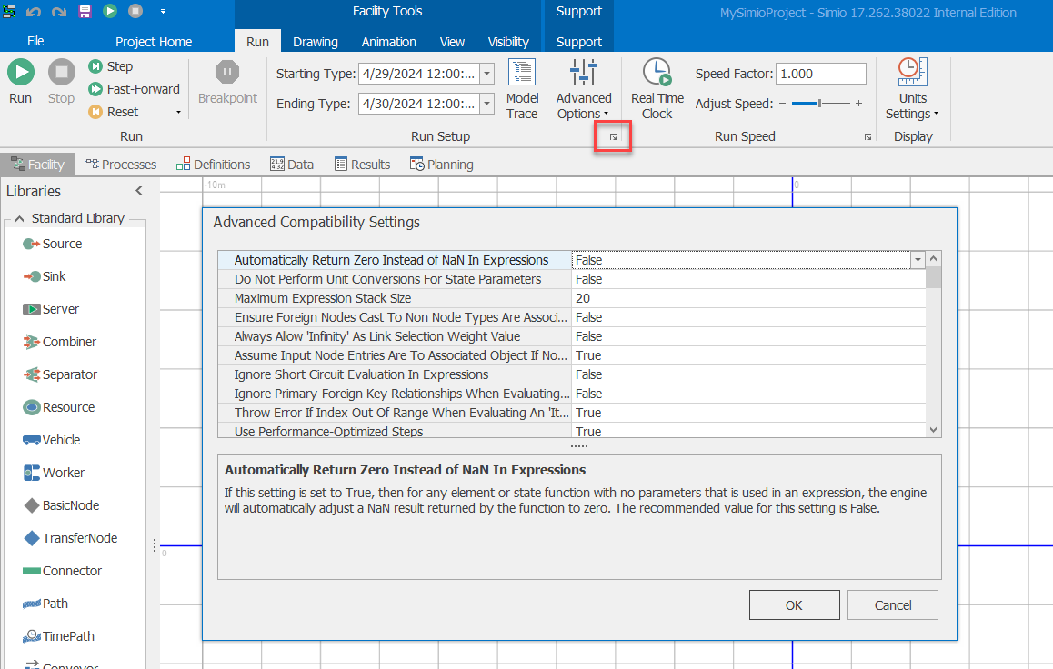 Compatibility Setting dialog